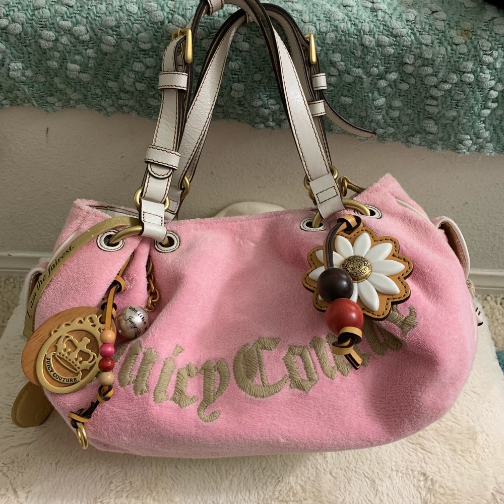 Juicy Couture Pink Velour Shoulder Purse